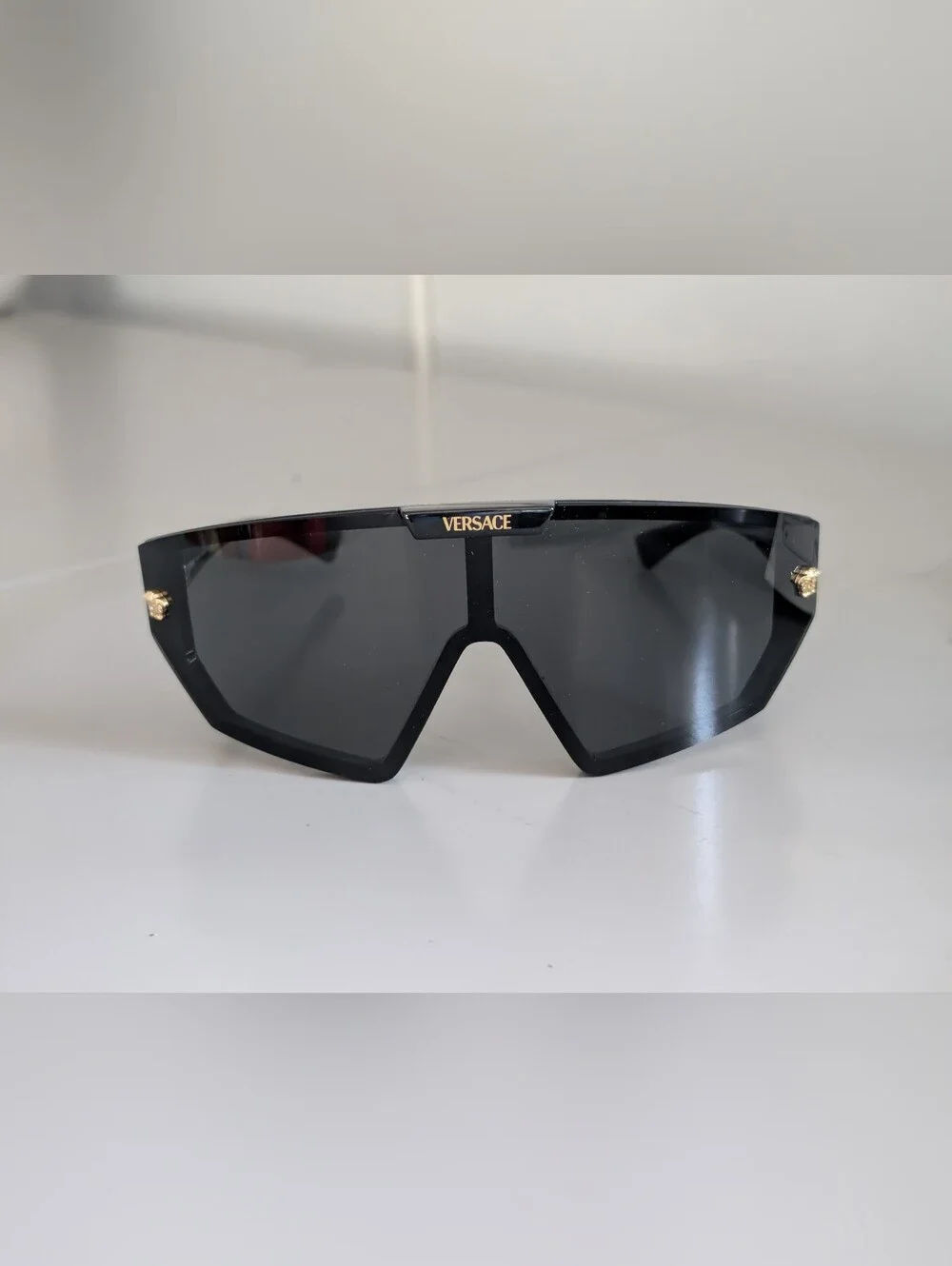 NWT Versace VE4461 GB1/87 Black Shield Sunglasses Interchangeable Lens Full Set